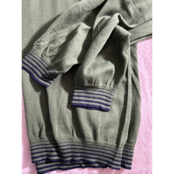 Ted Baker Mens Green Crewneck Sweater With Button Detail Size 6 Cotton Blend Lon - Picture 9 of 10